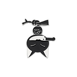 XZ3177 Playful Black Cat Brooch with Knife in Mouth - Unique Cartoon Style Jewelry Accessory