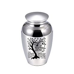 Platinum Aluminium Alloy Cremation Urn, For Commemorate Kinsfolk Pet Cremains Container, Tree of Life Pattern, Platinum, 45x65mm