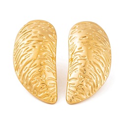 Golden Ion Plating(IP) 304 Stainless Steel Stud Earrings for Women, Golden, 32.5x15mm