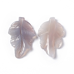 Grey Agate Natural Grey Agate Pendants, Leaf Charms, 41.5x25~26x5mm, Hole: 0.8mm