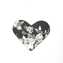 Black Imitation Leather Heart-Shaped Book Albums Menus Folders Corner Protectors, Flower Pattern, Black, 62x50x3mm