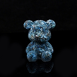 Gemstone Медвежья смола с кусочками натурального голубого опала внутри витринных украшений, фигурка для украшения дома, 70x65x90 мм