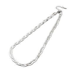 Stainless Steel Color 304 Stainless Steel Interlocking Triple Herringbone Chain Necklace for Men Women, Stainless Steel Color, 14.57 inch(37cm)