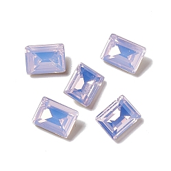 Tanzanite Opal Style Glass Rhinestone Cabochons, Pointed Back & Back Plated, Faceted, Rectangle, Tanzanite, 8x6x3.5mm