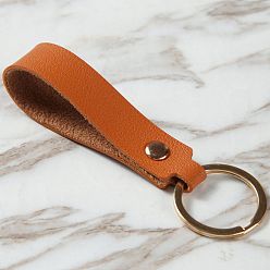Sienna PU Leather Keychain with Iron Belt Loop Clip for Keys, Sienna, 10.5x3cm