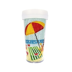 Others DIY Cup Diamond Painting Kits, Including Resin Rhinestones, Pen, Tray & Glue Clay, Beach Theme Pattern, 165x65mm