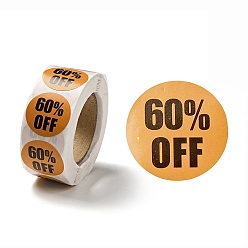 Coral 60% Off Discount Round Dot Roll Stickers, Self-Adhesive Paper Percent Off Stickers, for Retail Store, Coral, 66x27mm, Stickers: 25mm in diameter, 500pcs/roll