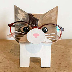 Cat Animal Shaped Wooden Eyeglasses Display Stands, Single Sunglasses Storage Rack, Cat, 15x10cm