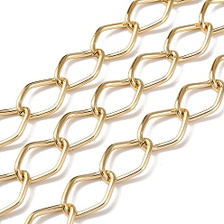 Golden Oxidation Aluminum Twist Rhombus Link Chains, Unwelded, with Spool, Golden, 19x13x2mm, about 82.02 Feet(25m)/Roll