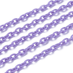 Lilac ABS Plastic Cable Chains, Oval, Lilac, 14.96 inch~15.35 inch(38~39cm), 5.5~6mm