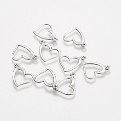 Antique Silver Tibetan Style Alloy Charms, Cadmium Free & Lead Free, Heart, Antique Silver, 13x15x1mm, Hole: 1.5mm