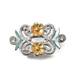 Сэнди Коричневый Латунные хрустальные стразы цветы многорядные звенья, Эмаль стиле, без кадмия и без свинца, стойки покрытие, платина, песчаный коричневый, 17x27x5 мм, отверстие : 2 мм