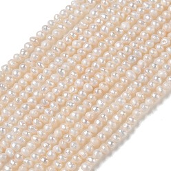 Beige Natürliche kultivierte Süßwasserperlenperlenstränge, Note 2a++, Kartoffel, beige, 1.8~2.2 mm, Bohrung: 0.3 mm, ca. 181 Stk. / Strang, 14.45'' (36.7 cm)