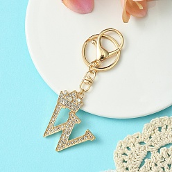 Letter W Брелок из золотого сплава со стразами, с застежкой из сплава и железными кольцами, Буква W, 10 см, Кулон : 42 мм