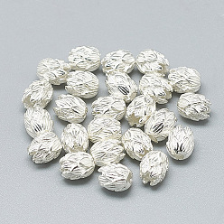 Silver 925 Sterling Silver Beads, Flower, Silver, 7x6mm, Hole: 3.5mm