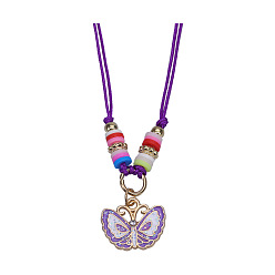 4 necklaces Colorful Rainbow Children's Bracelet and Necklace Set with European and American Gold Powder Butterfly Soft Clay Weaving Friendship Jewelry