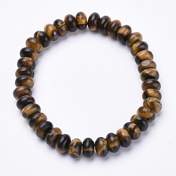 Tiger Eye Natural Tiger Eye Beaded Stretch Bracelets, Abacus, 2-1/4 inch~2-1/4 inch(56~58mm)