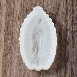 White Religion Virgin of Mary DIY Pendant Silicone Molds, Resin Casting Molds, for UV Resin, Epoxy Resin Jewelry Making, White, 82x47x14mm, Hole: 3mm, Inner Diameter: 74x36.5mm