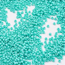 Turquoise Perles de verre mgb matsuno, perles de rocaille japonais, 12/0 verre opaque trous ronds perles rocailles de semences, turquoise, 2x1mm, trou: 0.5 mm, environ 900 pcs / boîte, poids net: environ 10 g / boîte