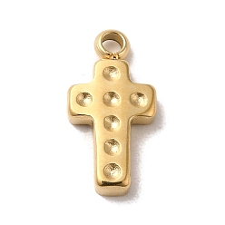 Real 14K Gold Plated 304 Stainless Steel Charms, Cabochon Settings, Fit for 1mm Rhinestone, Cross, Real 14K Gold Plated, 11.5x6x1.5mm, Hole: 1.2mm