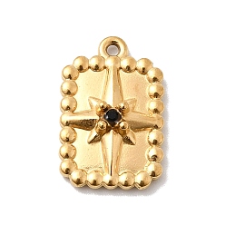 Реактивный Самолет 304 подвески из нержавеющей стали с микропаве из стразов, прямоугольник со звездным узором, ионное покрытие (ip), реальный 18 k позолоченный, струя, 16.5x11x4 мм, отверстие : 1 мм