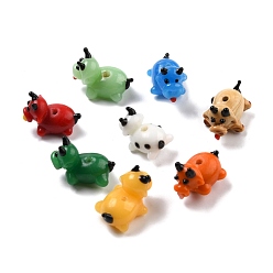 Mixed Color Handmade Lampwork Beads, Cartoon Style, Cattle, Mixed Color, 19~21x12~15x13.5~17mm, Hole: 2mm