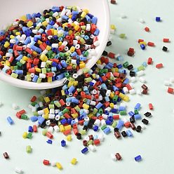 Colorful Opaque Glass Seed Beads, Round Hole, Column, Colorful, 1.5~2x2~2.5mm, Hole: 0.7mm, about 34615Pcs/pound