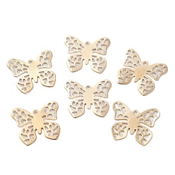 Golden Iron Pendants, Butterfly, Golden, 14x16x0.2mm, Hole: 1mm