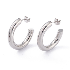 Stainless Steel Color 201 Stainless Steel Stud Earrings, with 304 Stainless Steel Pin, Ring, Stainless Steel Color, 28x5mm, Pin: 0.8mm