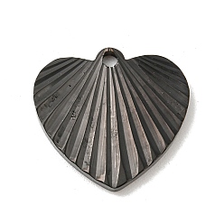 Black Ion Plating(IP) 304 Stainless Steel Pendants, Heart Charm, Black, 17x18x2mm, Hole: 1.6mm