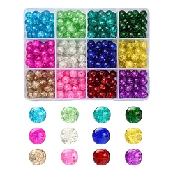 Mixed Color 360Pcs 12 Colors Spray Painted Crackle Glass Beads Strands, Round, Mixed Color, 8mm, Hole: 1.3~1.6mm, 30pcs/color