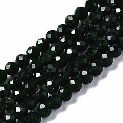Green Goldstone Synthetic Green Goldstone Beads Strands, Round, Faceted, 3mm, Hole: 0.6mm, about 129pcs/strand, 15.04 inch(38.2cm)