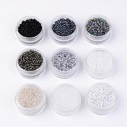 Black Glass Seed Beads, Round, Mixed Color, 4mm, Hole: 1.5mm