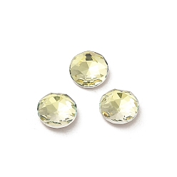 Jonquil Glass Rhinestone Cabochons, Point Back & Back Plated, Faceted, Flat Round, Jonquil, 6x2.7mm