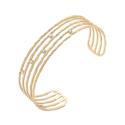 Настоящее золото 14K 304 браслеты-манжеты из нержавеющей стали со стразами для женщин, ионное покрытие (ip), реальный 14 k позолоченный, внутренний диаметр: 1-3/4x2-1/2 дюйм (4.4x6.2 см)