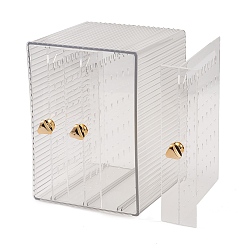 Clear Rectangle Transparent Plastic Earrings Presentation Box, Jewelry Organizer Holder with 3 Vertical Drawers, Clear, Finished Product: 12.9x14.5x17.7cm