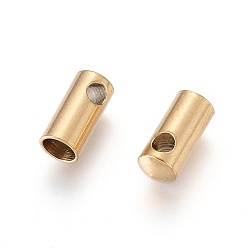 Golden Ion Plating(IP) 304 Stainless Steel Cord Ends, End Caps, Column, Golden, 8.5x3.8mm, Hole: 1.6mm, Inner Diameter: 3mm