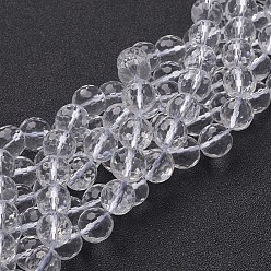 Quartz Crystal Gemstone Beads Strands, Quartz Crystal, Faceted(128 Facets), Round, Synthetic Crystal, 16mm, Hole: 1.5mm, about 25pcs/strand, 15.5 inch