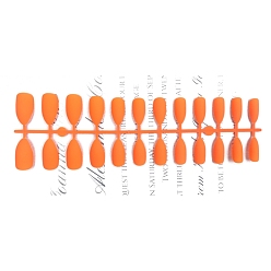 Dark Orange Solid Plastic Full Cover Press on False Nail Tips, Nail Art Detachable Manicure Teardrop, Dark Orange, 19~26x11.6~20mm, 24pcs/set