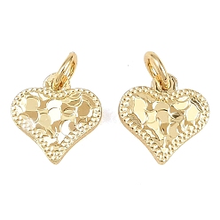 Сердце Латунь прелести, стойки покрытие, долговечный, без кадмия и без свинца, реальный 18 k позолоченный, с целью перехода в кольце, сердце, 9x8.5x1.5 мм, отверстие : 2 мм