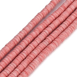 Light Coral Natural Agate Beads Strands, Dyed, Heishi Beads, Flat Round/Disc, Light Coral, 4.5x1.5mm, Hole: 0.7mm, about 270pcs/strand, 15.75''(40cm)