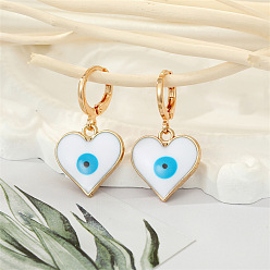3 white heart-shaped eyes Boho Triangle Heart Eye Earrings with Devil's Eye Charm - Colorful Ethnic Retro Jewelry