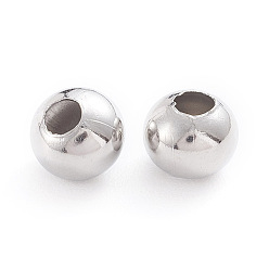 Stainless Steel Color 304 Stainless Steel Beads, Hollow Round, Stainless Steel Color, 6x5mm, Hole: 2.2mm, 200pcs/bag