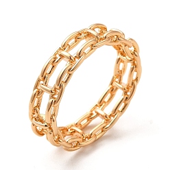 Golden 304 Stainless Steel Geometric Ring, Hollow, Double Curb Chain Shape Finger Ring, Golden, 6mm, Inner Diameter: 19x17mm