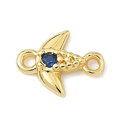 Средно-синий Подвески-рыбки с латунным паве из кубического циркония, без кадмия и без свинца, долговечный, стойки покрытие, реальный 18 k позолоченный, светло-синий, 8x6.5x1.5 мм, Отверстие : 0.8 мм & 1 мм