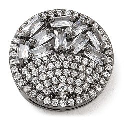 Черный Цвет Металла Латунная стойка с микропаве из прозрачного кубического циркония, долговечный, без свинца и без кадмия, плоско-круглые, металлический черный , 18x6 мм, отверстие : 6x1 мм