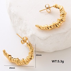  Серьги-гвоздики из нержавеющей стали в форме буквы С, золотые, 25x22 мм