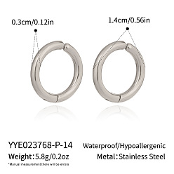 Платина 304 серьги-клипсы с кольцами из нержавеющей стали, платина, 14x3 мм