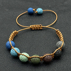 Круглые Браслеты из бисера ручной работы, плетеные случайным образом из макарон, цвет регулируется, окрашенные из натуральной лавы, для женщин и мужчин, круглые