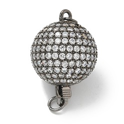 Черный Цвет Металла Стойка металлическая латунная микропрофилированная кубическая циркония подвески, с магнитным, долговечный, без свинца и без кадмия, круглые подвески, металлический черный , 24x16 мм, отверстие : 2.6 мм